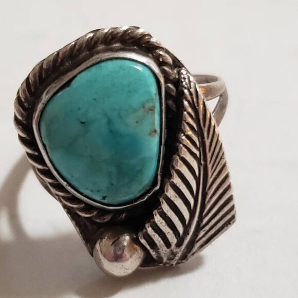 Vintage Navajo Turquoise ring Sterling 925 s4.5 (1430) - Picture 2 of 6